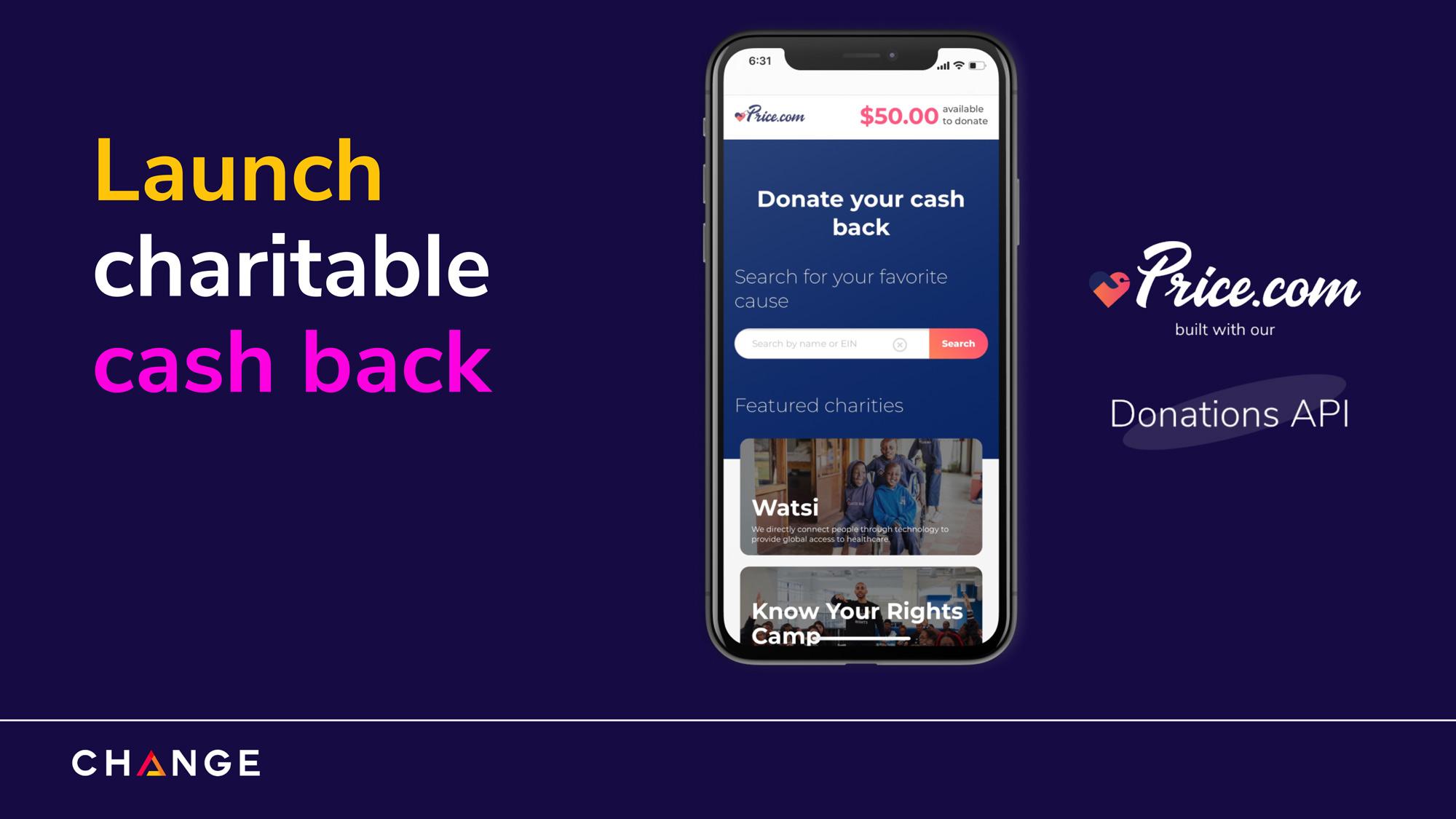 Launch charitable cash back slide