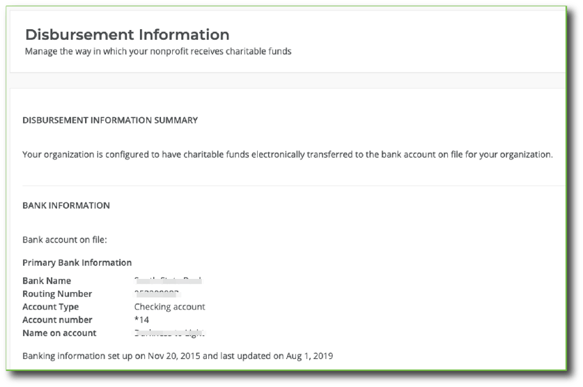 Disbursement information