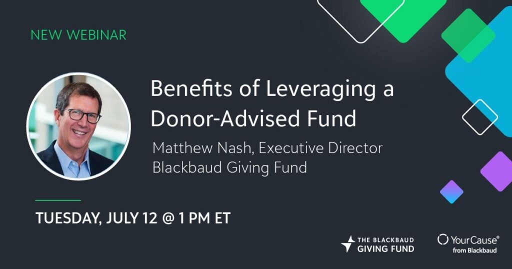 Benefits of leveraging a donor-advised fund webinar banner