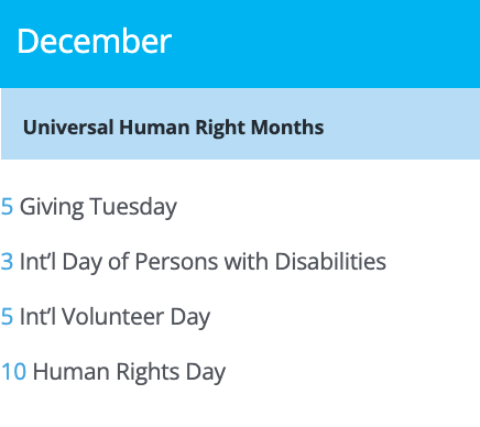 December awareness calendar