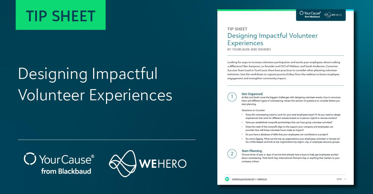 Designing impactful volunteer experiences tip sheet banner