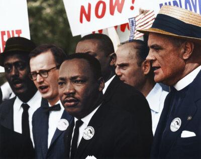 Martin Luther King speaking to a crowd