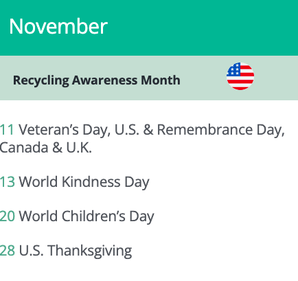 November awareness calendar