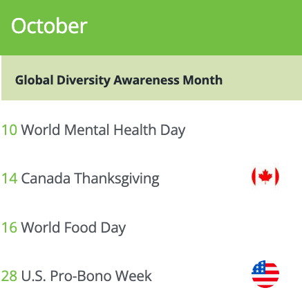 October awareness calendar