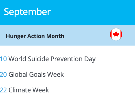 September awareness calendar