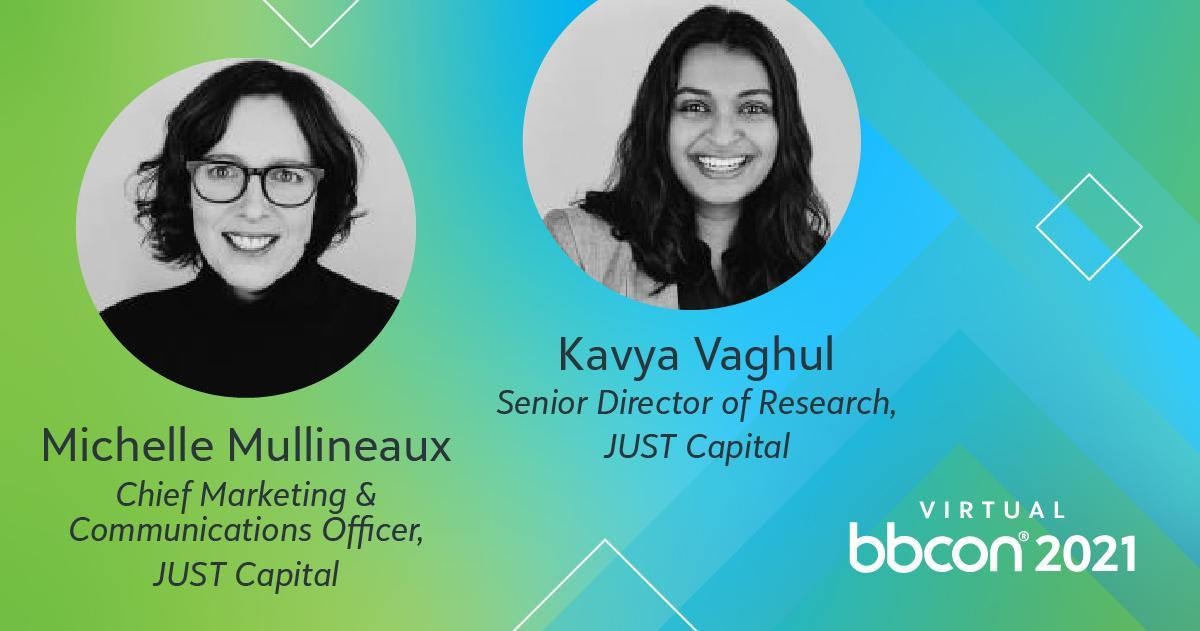 Michelle Mullineauz and Kayva Vaghul promotion banner for speaking at bbcon 2021