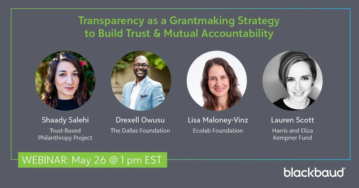 Transparency as grantmaking strategy to build trust & mutual accountability webinar banner