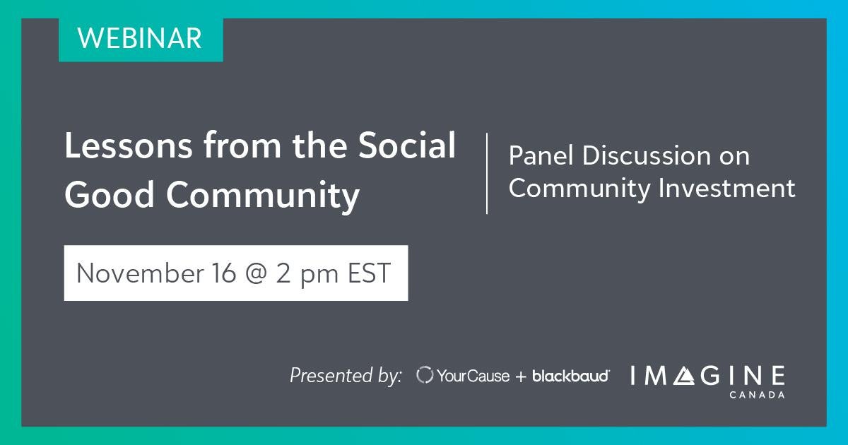 Webinar Lessons from the Social Good Community banner