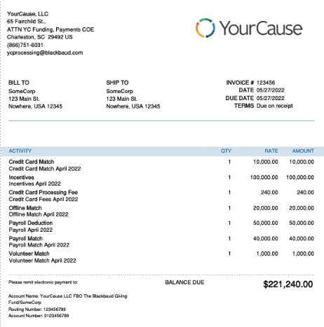 yourcause invoice