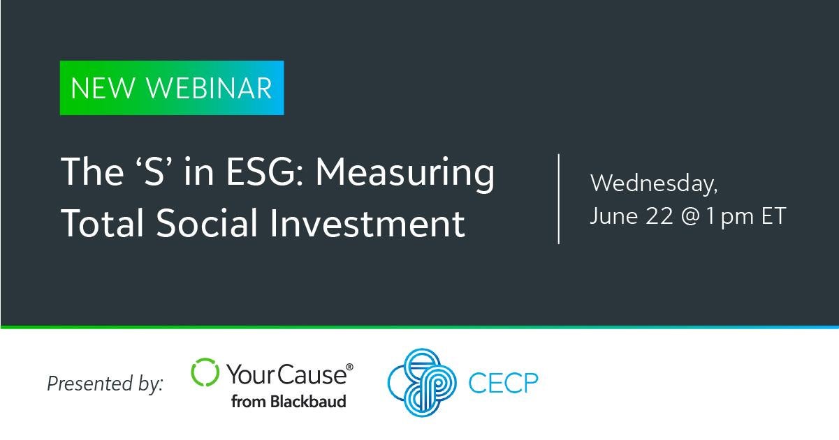 The ‘S’ in ESG | Measuring Total Social Investment New webinar banner