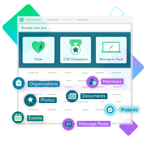 groups near you web tab with pride, csr champions and women in tech join group